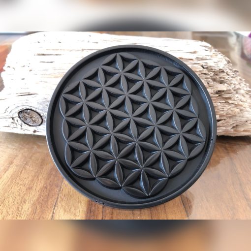 Plaque de rechargement en shungite Fleur de vie Ø11cm Multicolore. Nettoie et recharge vos pierres...