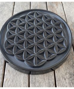 Plaque de rechargement en shungite Fleur de vie Ø11 cm Violette. Nettoie et recharge vos pierres...