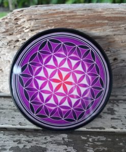 Plaque de rechargement en shungite Fleur de vie Ø11 cm Violette. Nettoie et recharge vos pierres...