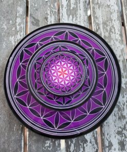 Plaque de rechargement en shungite Fleur de vie Ø11 cm Violette. Nettoie et recharge vos pierres...