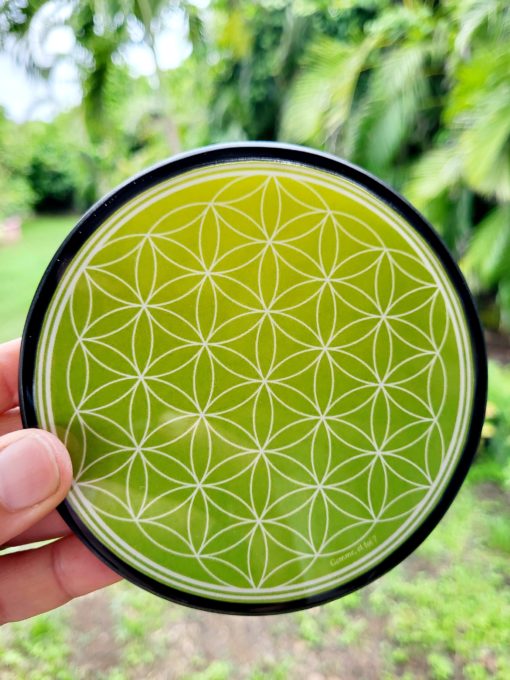 Plaque de rechargement Fleur de vie-Shungite, "VERT POMME". Nettoie et recharge vos pierres... – Image 4