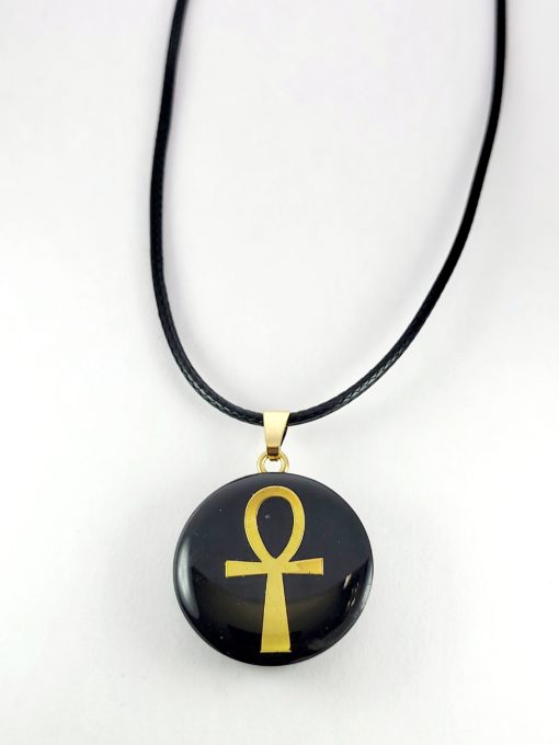 Pendentif Croix de Ankh à base de shungite, modèle n°2.