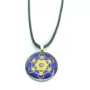 Pendentif métatron doré et bleu iridescent - yin yang