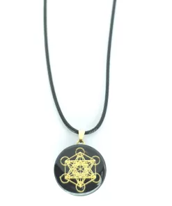 Pendentif métatron doré fond noir