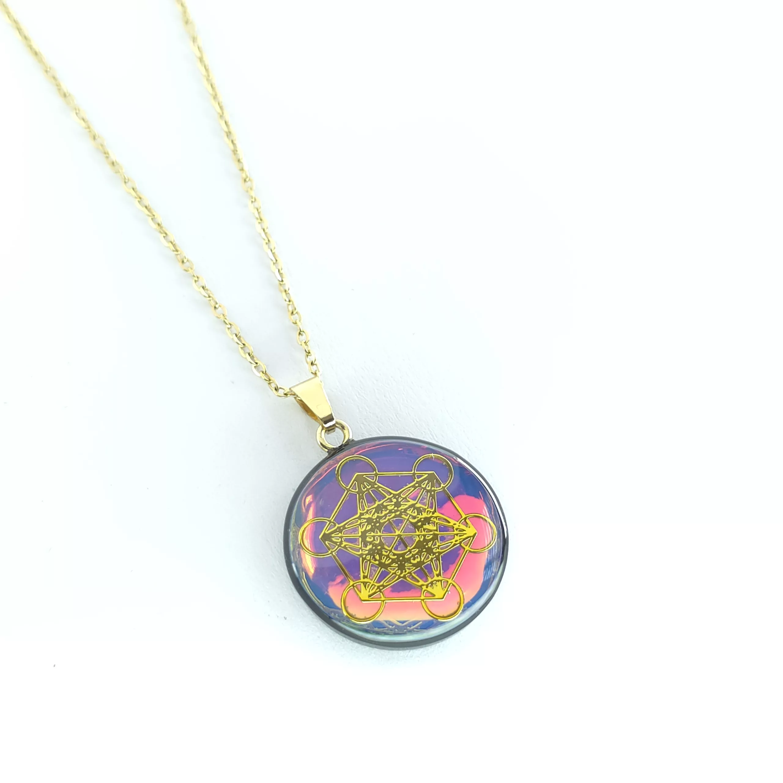 pendentif métatron effet miroir, yin yang