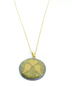 Pendentif métatron gris bleu doré