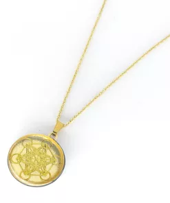 Pendentif métatron doré fond doré - Yin yang