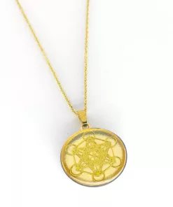 Pendentif métatron doré fond doré - Yin yang