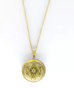 Pendentif métatron doré fond doré - Yin yang