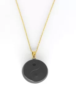 Pendentif métatron doré fond doré - Yin yang