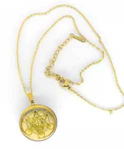 Pendentif métatron doré fond doré - Yin yang
