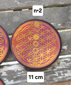 plaque de rechargement fleur de vie dorée 11cm