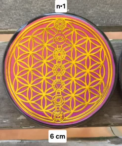 plaque fleur de vie dorée 6cm