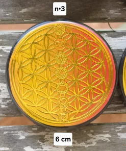 plaque fleur de vie dorée 6cm