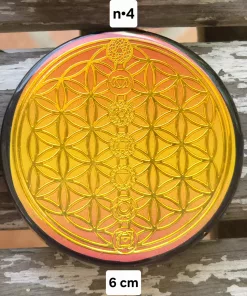 plaque fleur de vie dorée 6cm