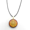 Pendentif fleur de vie fond orangé - shungite