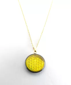 Pendentif fleur de vie 7 chakras artisanale avec chaine