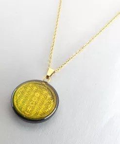 Pendentif fleur de vie 7 chakras artisanale avec chaine