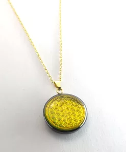 Pendentif fleur de vie 7 chakras artisanale avec chaine