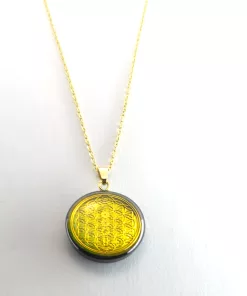 Pendentif fleur de vie 7 chakras artisanale avec chaine