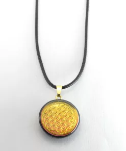 Pendentif artisanal fleur de vie fond coloré