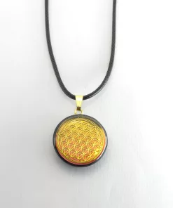 Pendentif artisanal fleur de vie fond coloré
