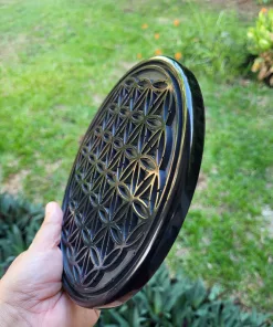 plaque de rechargement fleur de vie - shungite 18cm