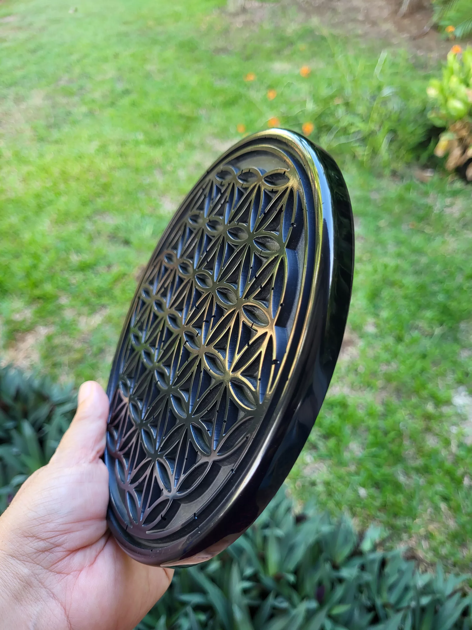 plaque de rechargement fleur de vie - shungite 18cm