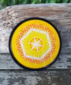 plaque de rechargement fleur de vie - shungite - jaune