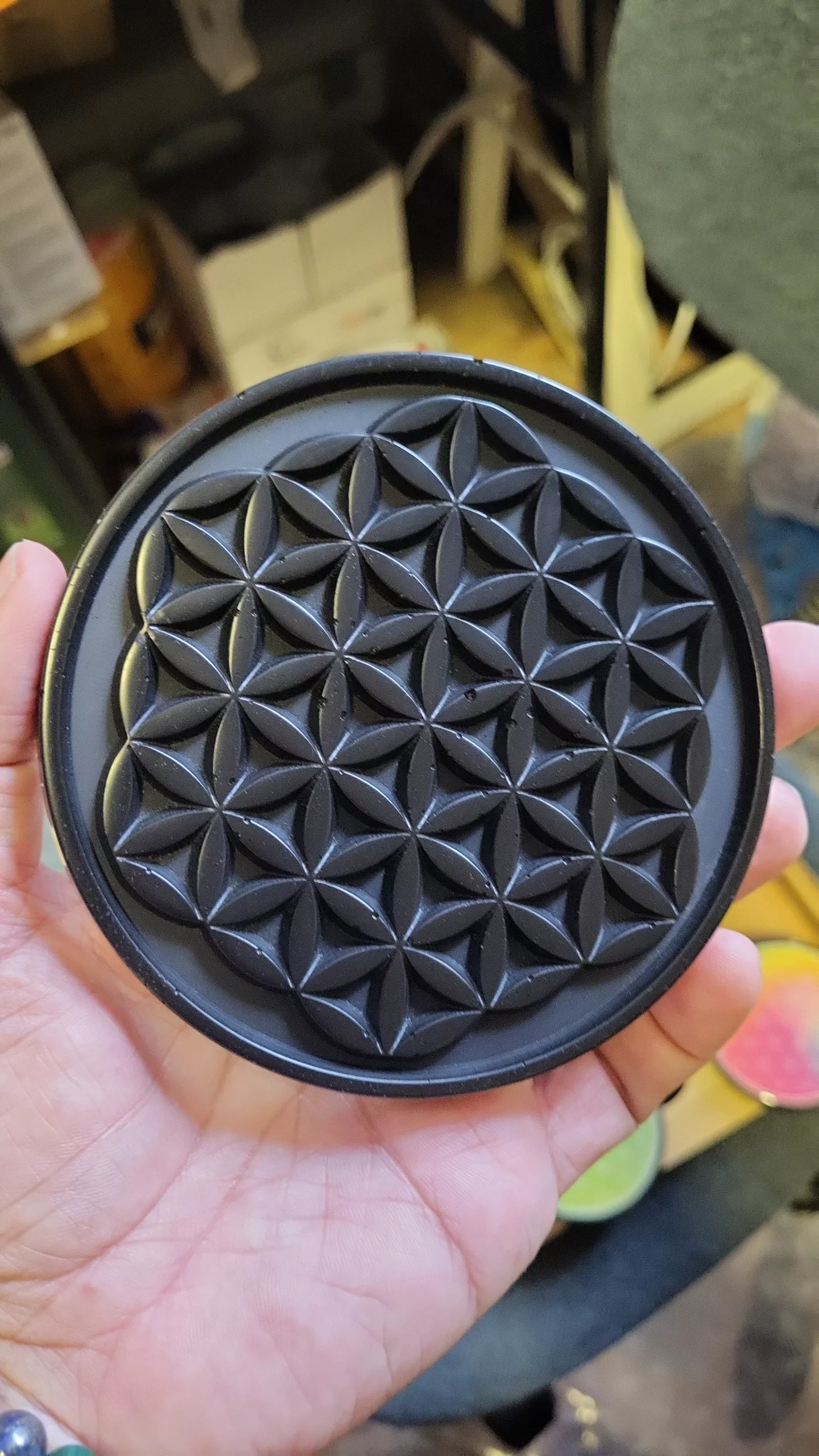 plaque de rechargement fleur de vie - shungite 11cm